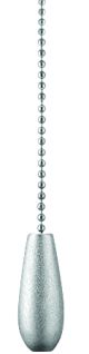 Silver  Wood Pull Chain Knob With 7" Nickel Plated Chain With Connector