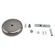 Plain Round Pendant Canopy Kit - Steel - Nickel Plated With (1) 1/8 IPS All Thread - (1) Cross Bar - (1) Strain Relief Cap - (2) 8-32 Mounting Screws - (1) Lock Nut