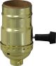 Medium Base 2 Circuit - 3 Terminal Turn Knob Socket with Set Screw - Polished Gilt