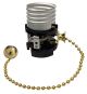 Oversized Pull-Chain Socket Interior For Clusters - Screw Terminals - On/off - Brass Plated