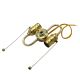 2 Light Pull Chain Cluster Socket Steel Polished Brass - Gold Leads 14" - 1/8 IP Top  - 1/4 IP Bottom