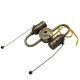 2 Light Pull Chain Cluster Socket Steel Antique Brass - Gold Leads 14" - 1/8 IP Top  - 1/4 IP Bottom