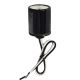 Medium Base Socket with Cap, Glazed Porcelain - 9" Leads - Black