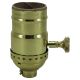 On/Off Solid Brass Turn Knob Socket - Polished & Lacquered