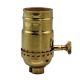 Medium Base Brass On/off Socket with Brass Key Polished No Lacquered