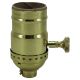 3-Way Solid Brass Turn Knob Socket - Polished No Lacquer
