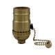 Medium Base Brass 3-Way Pull-Chain Socket - Polished and Lacquered Finish - with Brass Plated Pull Chain