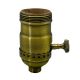 Medium Base 3-Way Solid Brass Turn Knob Socket (with Brass Knob) - with Uno Thread - Antique Brass