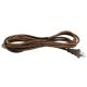 11FT Rayon Covered SVT/2 Cord Set - Brown Rayon, Brown Plug