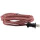 11FT Rayon Covered SVT/2 Cord Set (16 Gauge) - Red & White Houndstooth