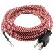 11FT Rayon Covered SVT/3 Cord Set (16 Gauge) - Red & White Houndstooth