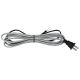 11FT Rayon Covered SPT-2 Cord Set - Silver Rayon, Black Plug