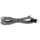 11FT Rayon Covered SPT-2 Cord Set - Black & White Houndstooth Rayon, Black Plug
