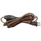 12 Foot Rayon Covered SPT-2 Cord Set with Square Euro Style Toggle Line Switch Installed - Brown