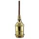 Rayon Wired Pendant with Heavy Cast Brass Socket UNO Threaded Polished Brass