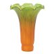 4" Tulip Glass - Acid Etched Green and Amber