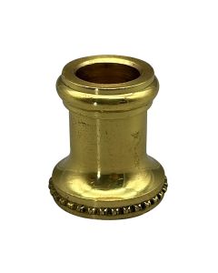 Beaded Brass Neck- 15/16" Ht - 13/16" Dia - Slip 1/8  IP - Burnished and Lacquered