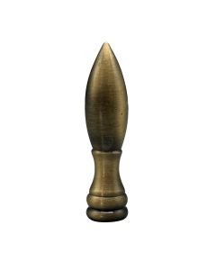 2" Solid Brass Bullet Finial- Tap 1/4-27F - Antique Brass