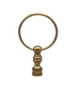 3-1/4" Ht - 2" Dia - Solid Brass Ring Lamp Finial Polished And Lacquered