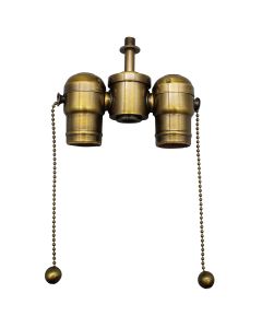 Medium Base Brass 2-Light Cluster Head - Antique Brass