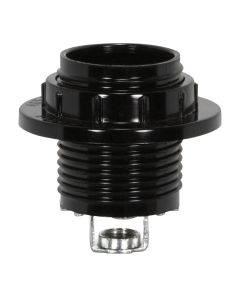 Medium Base Threaded Phenolic Socket with Ring and 1/8 IPS Hickey - Black