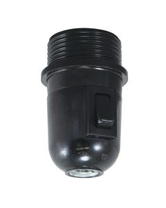 VLM E26 3-Piece Half Threaded Phenolic Socket with On/Off Rocker - Black