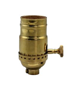 Medium Base Brass On/off Socket with Brass Key Polished No Lacquered