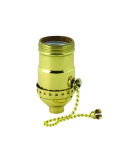 MB Brass Off/On Pull Chain Socket With Uno Threads - Polished And Lacquered